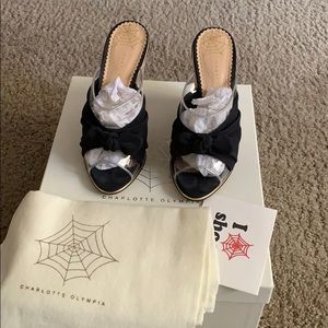 Charlotte Olympia black wedge as New!